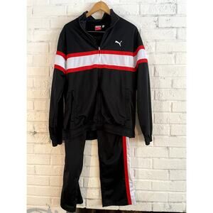 Puma Sport Lifestyle Track Suit Set Men’s M Black Y2K Full Zip Jacket Pants